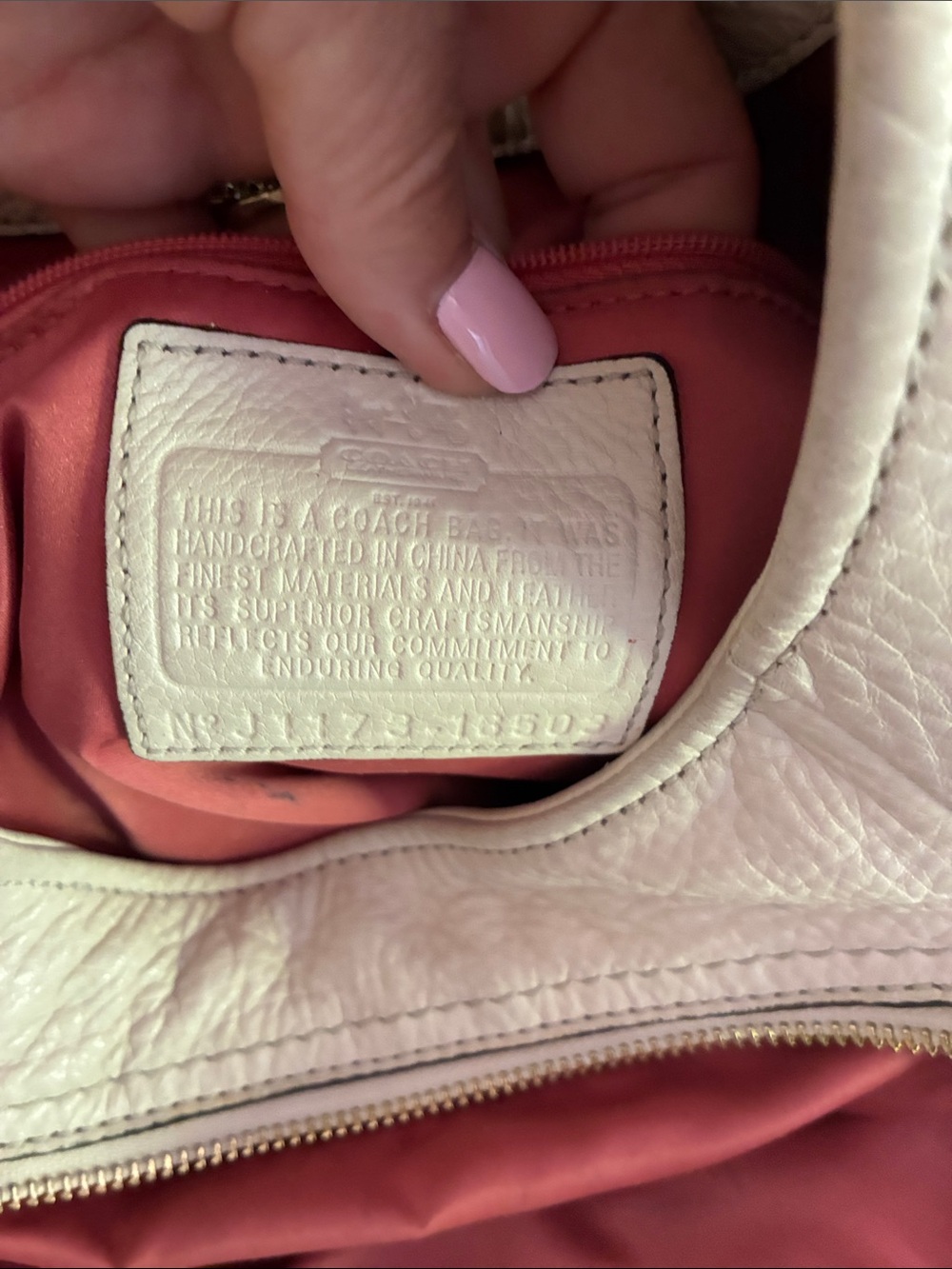 COACH Cream Pebbled Leather Hobo Purse Bag with Gold Hardware - Picture 3 of 6